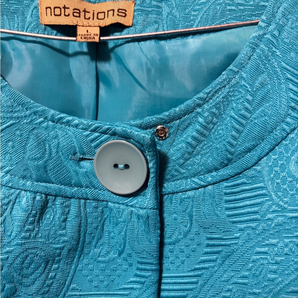 Notations Aqua Textured Button-Up Blouse